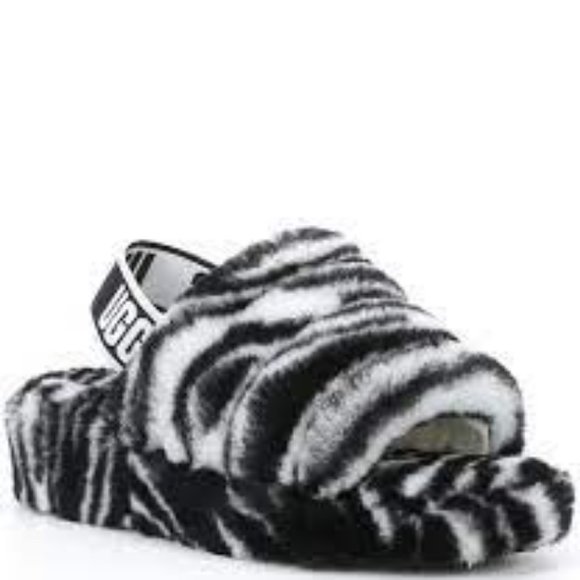 UGG Shoes - UGG $100 1112248 Women's Fluff Yeah Slide Zebra Slippers SZ 11 NIB